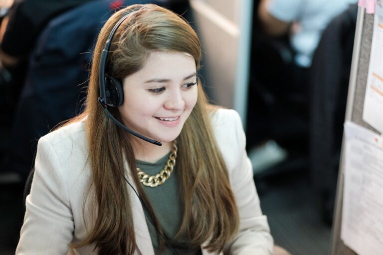 call centre agent smiling